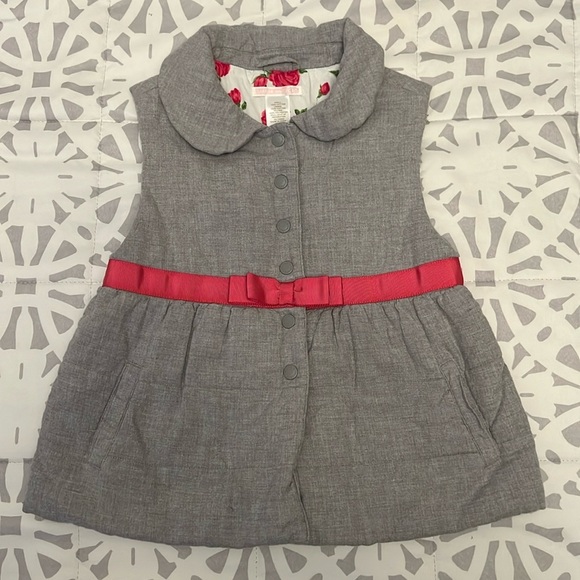 Janie and Jack Grey Puffer Vest Bow Detail